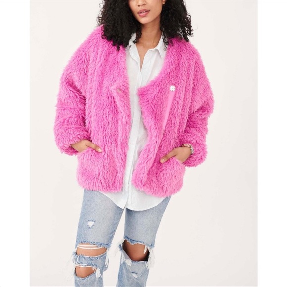NWT Free People Lena Teddy Jacket Rosebud Size XS MSRP $168